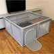 Детский манеж 130×130×65 см серый металл + ткань + сетка прочный разборный каркас, игровой манеж для детей 6 мес–5 лет безопасное пространство для дома и путешествий - изображение 2