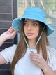Панама женская хлопковая с бахромой и шнурком, размер 55-59 см, голубая - изображение 2