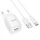 МЗП Hoco C145A QC3.0 18W (Type-C) + Cable Type-C (White) - зображення 1