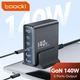 Мережевий зарядний пристрій Toocki 140 WGan 140W Table Charge TCTZM -XRB01 3C+2U - зображення 1
