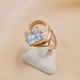 Каблочка золотая с голубым квадратным топазом ажурная - изображение 2