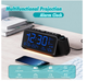 Будильник с проекцией времени Radio Alarm Clock, цифровые настольные часы с USB/Type-C, двойной будильник, температура и дата - изображение 6