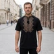Футболка вышиванка мужская с коричневой вышивкой Стихия XXXL Черная - изображение 1
