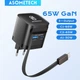 Сетевое зарядное устройство ASOMETECH 65W GaN 1U2C с выдвижным кабелем Type C (RCE-6508ACX) - изображение 2