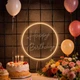 Світлодіодний Світильник Неоновий Happy Birthday Настінний Круглий 26см Жовте Тепле Світло - зображення 1