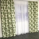 Шторы атласные с зелеными цветами в стиле прован ALBO 150×270 см, комплект 2 шт. (SH-631-4) - изображение 2
