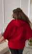 Повсякденний жіночий кардиган великих розмірів на змійці з капюшоном з альпаки 52/54, Червоний - зображення 6