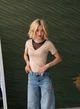 Женская футболка с полупрозрачным декольте Fashion 46/48 бежевый - изображение 1