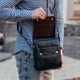 Кожаная мужская сумка планшет через плечо Tiding Bag M1254A компактный черный мессенджер для города - изображение 3
