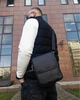 Мужская кожаная сумка с клапаном Tiding Bag TD-20033 24×20×6 черная — вместительный мессенджер планшет через плечо - изображение 7