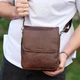 Мужская сумка через плечо Tiding Bag TD-81020 коричневая — кожаная барсетка мессенджер 24×20×6 - изображение 5