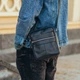 Мужская кожаная барсетка через плечо Tiding Bag BON6165 19×22×5 черная — компактная сумка с карманами для документов и телефона - изображение 8