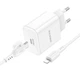 Мережевий Зарядний Пристрій Borofone BA81A 1USB-C PD/QC 20W+Type-C to Lightning Бiлий - зображення 3