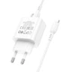 Мережевий Зарядний Пристрій Borofone BA81A 1USB-C PD/QC 20W+Type-C to Lightning Бiлий - зображення 7