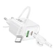 Мережевий Зарядний Пристрій Borofone BAS45A 1USB-C/1USB PD/QC 30W+Type-C to Lightning Бiлий - зображення 5