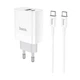 Мережевий зарядний пристрій Hoco C80A 20W PD QC3.0 USB + USB-C кабель Type-C to Lightning (1м) — White (741425) - зображення 2