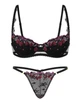 Комплект Cherry Pop Embroidery Uplift Balconette Bra Victoria’s Secret Чорний 36D-M - изображение 2