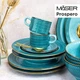 Серія Prospero, вечеря преміум-класу для 4 осіб у гастрономічній якості, сучасний набір тарілок із 8 предметів в унікальному вінтажному стилі, синій, міцний порцеляновий бірюзовий сервіз - зображення 2