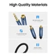Аудіокабель UGREEN AV118 3.5mm Male to 3.5mm Female, nylon braid, 2m Black - изображение 3