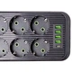 Мережевий фільтр-подовжувач SMART 6 розеток 4 USB-A+1 USB Type-C на 5 метрів чорний - зображення 5