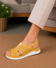 Жіночі босоніжки прошиті натуральна шкіра з перфорацією DJUS SHOES Жовтий 39 розмір (25 см.) - изображение 3