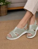 Жіночі босоніжки прошиті натуральна шкіра з перфорацією DJUS SHOES Оливковий 38 розмір (24 см.) - изображение 1