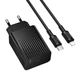 Мережевий зарядний пристрій з кабелем BOROFONE BAS75A Source single port PD30W charger set (C to iP) (EU) Black - зображення 1