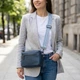 Трендовая сумка на одно отделение для стильных женщин из натуральной кожи Vintage 22605 Синяя - изображение 2
