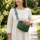 Сумка на одно отделение для стильных женщин из натуральной кожи Vintage 22603 Зеленая - изображение 2
