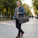 Дорожная сумка текстильная с карманом Vintage 20191 Серая - изображение 2