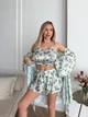 Піжама жіноча трійка халат майка шорти Priscilla Collection L-XL світлий зелений - зображення 1