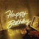 Светодиодная (LED) неоновая вывеска "Happy Birthday", от USB, оранжевая, 40,8*29,5 см - изображение 1
