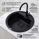 Гранітна мийка VALESO 510 RINA, матова, чорна, кругла, врізна зі змішувачем (SP000053280) - зображення 2