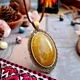 Кулон в стиле винтаж желтый агат кракле - изображение 1