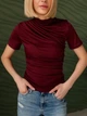 Драпірована приталена футболка "Ester", бордовий 42-44 - зображення 2
