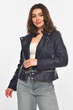 Куртка-косуха женская из экокожи тёмно-синего цвета Fashion размер 42 (214061) - изображение 1