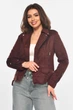 Куртка-косуха женская из экозамши бордового цвета Fashion размер 40-42 (214049) - изображение 1