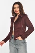 Куртка-косуха женская из экозамши бордового цвета Fashion размер 40-42 (214049) - изображение 2