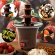 Шоколадный фонтан электрический Mini Chocolate Fondue Fountain 35W для дома и праздников, настольная фондюшница 3-ярусная для шоколада, фруктов и маршмеллоу, аппарат для шоколадного фондю и десертов с подогревом Коричневый, FT-10 - изображение 2