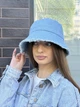 Панама женская хлопковая джинсовая с бахромой светло-синяя - изображение 3
