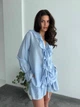 Жіночий літній костюм з воланами (блуза+шорти) Uaclothes 46 Блакитний (like38130-185621350) - изображение 6
