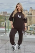 Женский легкий спортивный костюм футболка+джоггеры шоколадный 42-44 - изображение 5