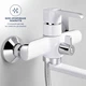 Смеситель для ванны QTAP Chrome White белый с хромированным покрытием, поворотным изливом и душем - изображение 5