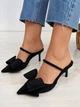Туфли женские Meideli F566-53 slingback лодочки с бантом экозамша 36 черные - изображение 4