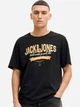 Футболка хлопковая длинная мужская Jack & Jones 12288016-Black M Черная (5715830432673) - изображение 1