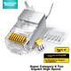 Мережевий кабельний роз'єм SAMZHE CAT6A, кристалічна головка 10 Gigabit Ethernet, двосекційний позолочений 50U CAT6A професійного класу RJ45 екранований роз'єм, 50 штук WJ6A050U - зображення 1