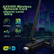 EDUP AX5400M Беспроводной сетевой адаптер WiFi 6 без драйверов, USB 3.0, гигабитный высокоскоростной игровой 5G, мощный внешний приемник WiFi для настольных компьютеров и ноутбуков EP-AX1671S - изображение 5