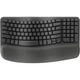Клавіатура Logitech Wave, ергономічна клавіатура, офісна клавіатура, бездротова синя клавіатура з м'якою підставкою для рук, підключається до 3 пристроїв, графітово-чорна, 99 клавіш - зображення 1