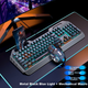 Механическая клавиатура и мышь EWEADN TK900 в комплекте для игр, проводное подключение к настольному компьютеру и ноутбуку, внешняя офисная клавиатура и мышь с синими переключателями, 104 клавиши, черный цвет с голубой подсветкой - изображение 2