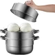 Тришарова пароварка COOKER KING з нержавіючої сталі 304 з композитним дном, каструля для приготування булочок та пельменів на пару, видима вертикальна кришка з високим вигином, 28 см - изображение 2